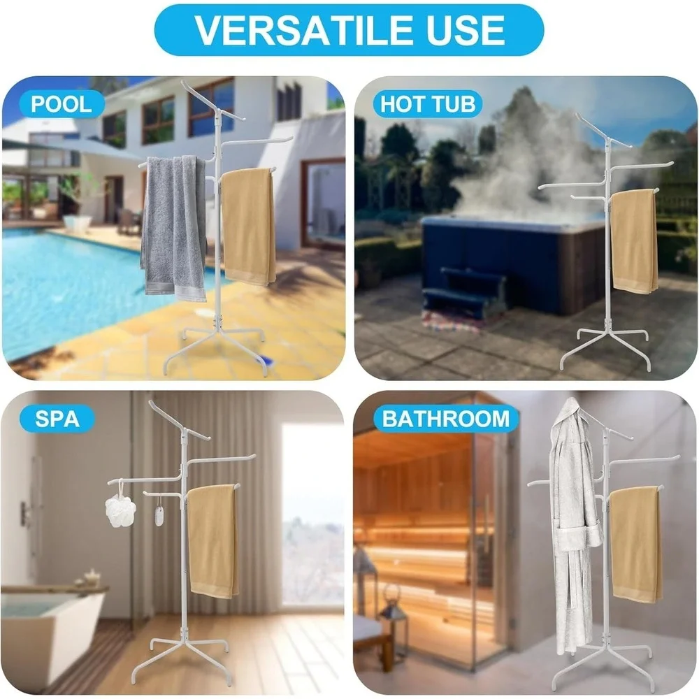 Pool Towel Rack Outdoor Heavy Duty Freestanding Towel Holder Stand W/ 6 Bars